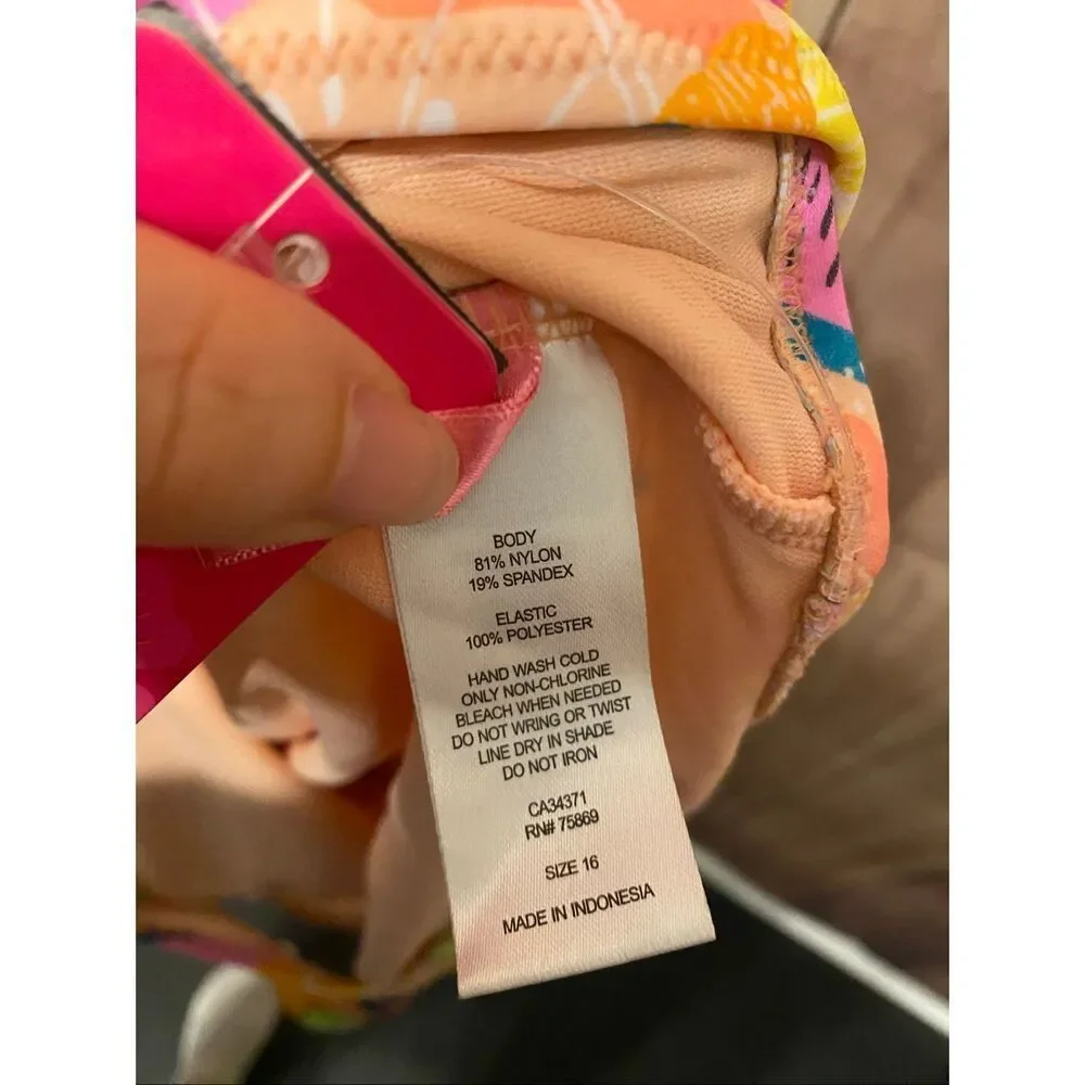 Gossip Girl size 16 NWT One piece swimsuit orange yellow pink fruit